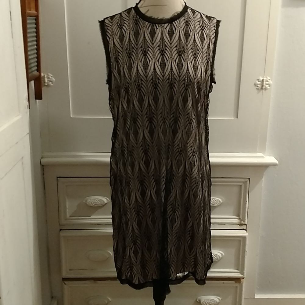 Rachel Roy lace mesh black dress Sz 10